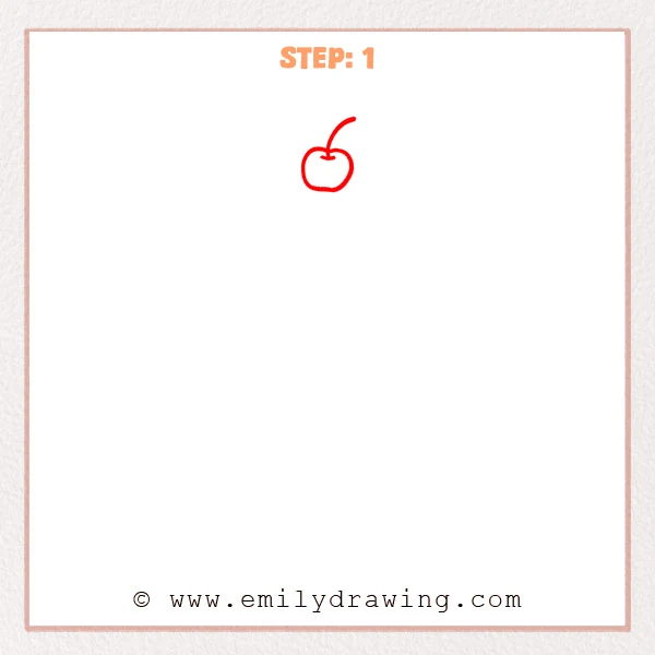 how to draw a cartoon ice cream - A simple cartoon ice cream topping showing a small cherry shape with a curved stem near the top of the page.